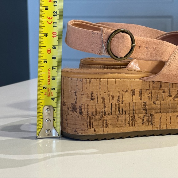 Pink Faux Suede 3 Inch Platform Sandals- 6W - Picture 6 of 7